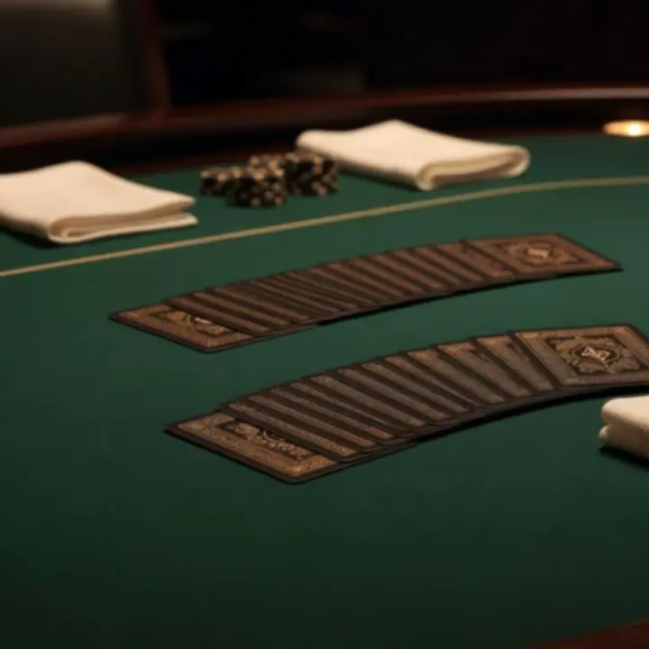Kameralny wieczór pokerowy podczas eventu, elegancko oświetlony stół z żetonami
