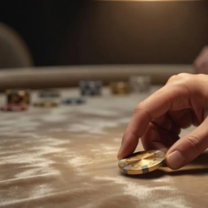 Dekoracyjny detal pokerowego żetonu w ciepłym świetle