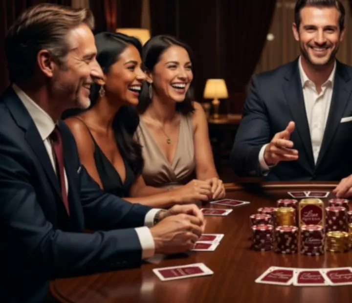 Prowadzony wieczór pokerowy z gospodarzem podczas eleganckiego eventu